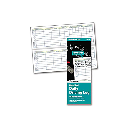 Adams® Detailed Daily Driving Log, 9" x 3 1/4", White, 48 Pages (24 Sheets)