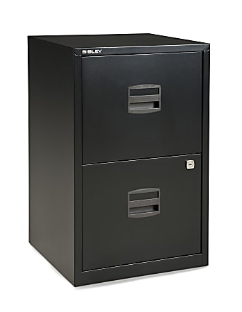Bisley 14-13/16"D Vertical 2-Drawer Under-Desk Storage Cabinet, Metal, Black
