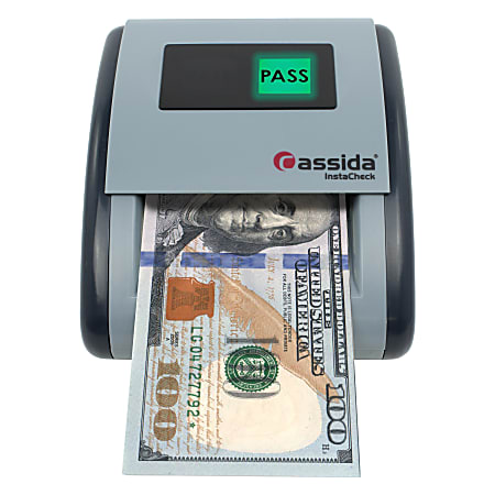 Cassida InstaCheck Counterfeit Bill Detector, 2-13/16&rdquo;H x 4-1/4&rdquo;W x 5-1/8&rdquo;D, Gray