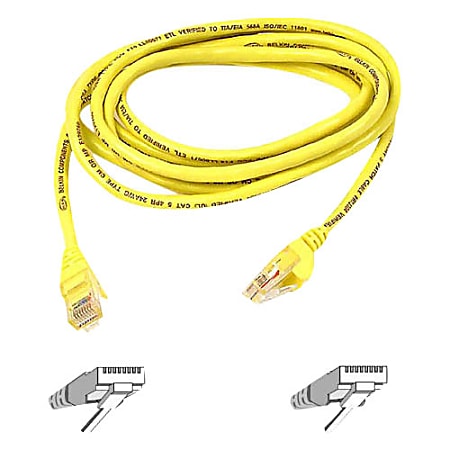 Belkin Cat5e Cable - RJ-45 Male - RJ-45 Male - 1ft - Yellow