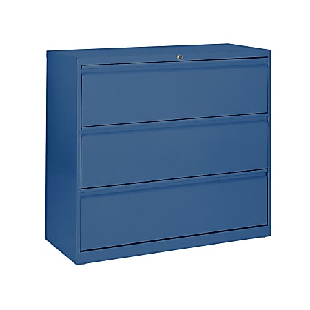Sandusky® 800 42"W Lateral 3-Drawer File Cabinet, Metal, Blue