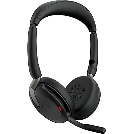 Jabra Evolve2 65 Flex UC Stereo - Headset - on-ear - Bluetooth - wireless - active noise canceling - USB-A via Bluetooth adapter - black - with wireless charging pad - Optimized for UC