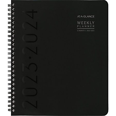 2023-2024 AT-A-GLANCE® Contemporary Lite Academic Weekly/Monthly Planner, 7" x 8-3/4", Black, July 2023 To June 2024, 7058XL05