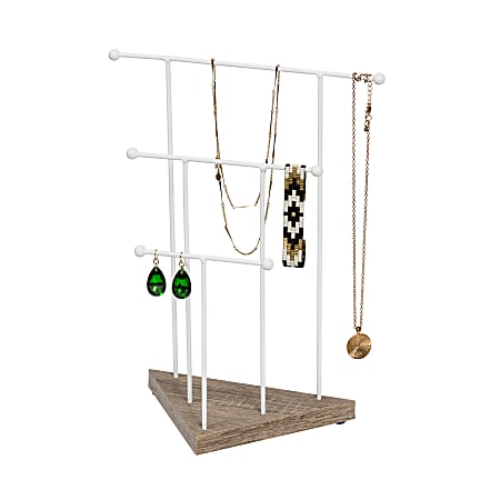 Honey Can Do 3-Tier Metal Wire Jewelry Stand, 13" x 5", White