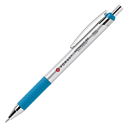 FORAY® Advanced Ink Retractable Ballpoint Pen, Bold Point, 1.2 mm, Turquoise Barrel, Turquoise Ink