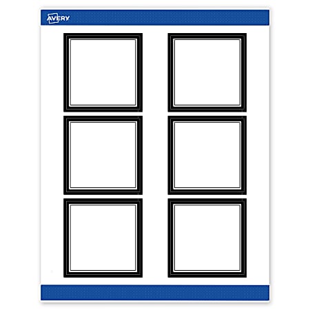 Avery® Print-To-The-Edge Labels & Sure Feed®, S00-DM3-PRWMP10, 3" x 3", Matte White, Preprinted Double Black Border Design, Pack Of 60