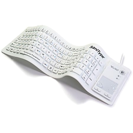 Flexible Silicone Washable Touchpad Keyboard USB SaniType Flex Touch Full  size Flexible Silicone Washable Keyboard with Touchpad and ONOFF Switch USB  White KBSTFC103STi W - Office Depot