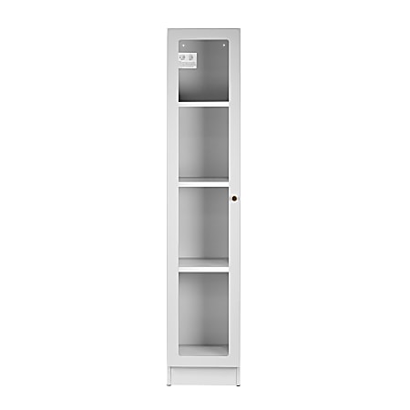 Glamour Home Avila 12"W 4-Shelf Metal Cabinet With Door, White