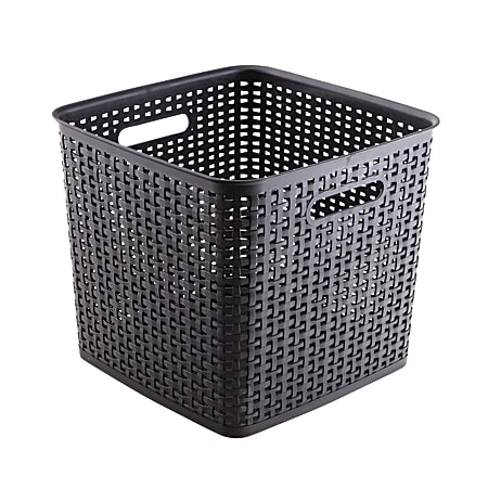 See Jane Work® Plastic Weave Bins, 11 1/4"H x 12 1/2"W x 12 1/2"L, Black