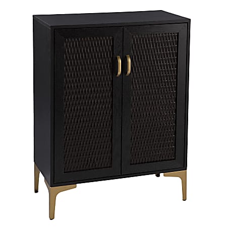 SEI Furniture Rolliston 2-Door 28"W Bar Cabinet, Black/Gold