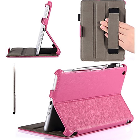 i-Blason MINI2-H-MAGENTA Carrying Case (Book Fold) Apple iPad mini Tablet - Pink, Magenta - Polyurethane Leather, MicroFiber Interior - Hand Strap