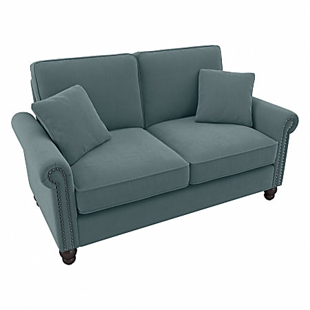 Bush® Furniture Coventry 61"W Loveseat, Turkish Blue Herringbone, Standard Delivery