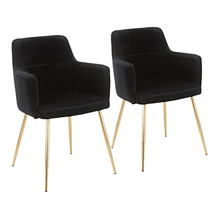 LumiSource Andrew Dining Chairs, Gold/Black, Set Of 2 Chairs