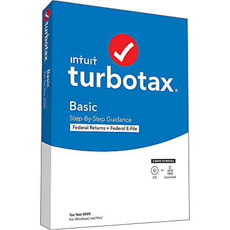 TurboTax® 2020 Desktop Basic Federal Only E-File, For PC/Mac