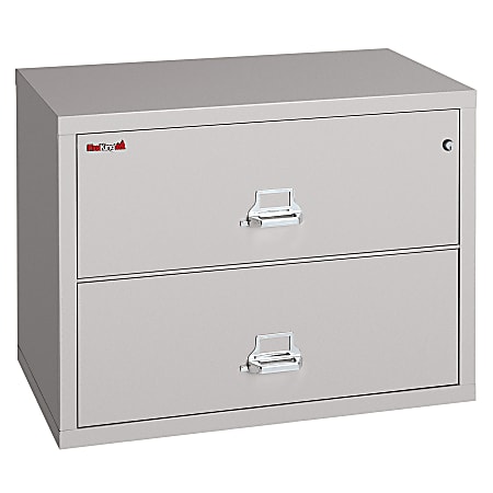 FireKing® UL 1-Hour 31-1/8"W Lateral 2-Drawer File Cabinet, Metal, Platinum, White Glove Delivery