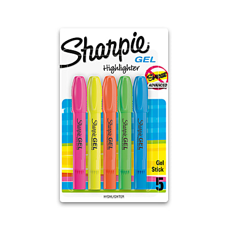 Sharpie® Gel Highlighters, Assorted Colors, Pack Of 5