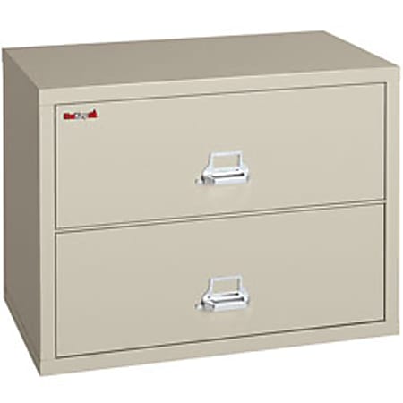 FireKing® UL 1-Hour 22-1/8"W x 37-1/2"D Lateral 2-Drawer Fireproof File Cabinet, Parchment, White Glove Delivery