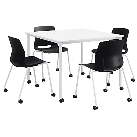 KFI Studios Dailey Square Dining Set With Caster Chairs, White/Black