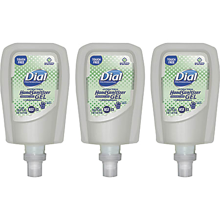 Dial Hand Sanitizer Gel Refills, 33.8 Oz, Fragrance-Free, Carton Of 3 Refills