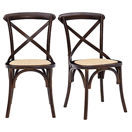 Eurostyle Neyo Side Chairs, Natural/Walnut, Set Of 2 Chairs