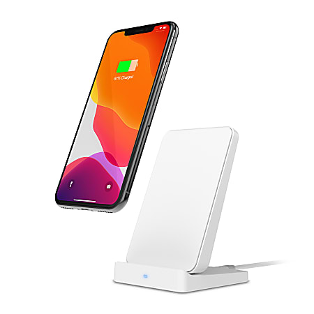iHome 10W Qi Ultra-Slim Wireless Charger Stand, White