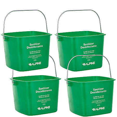 Alpine Cleaning Buckets, 8 Qt, Green, Pack Of 4 Buckets