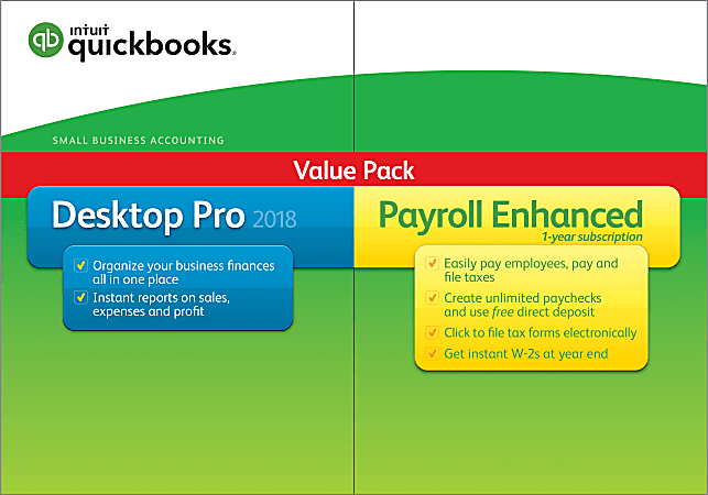 Intuit® QuickBooks® Desktop Pro With Enhanced Payroll 2018, Disc