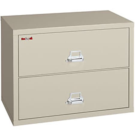 FireKing® UL 1-Hour 44-1/2"W x 22-1/8"D Lateral 2-Drawer Fireproof File Cabinet, Parchment, White Glove Delivery