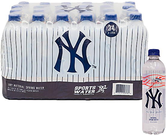 New York Yankees Natural Spring Water, 16.9 oz, Pack of 24 Bottles