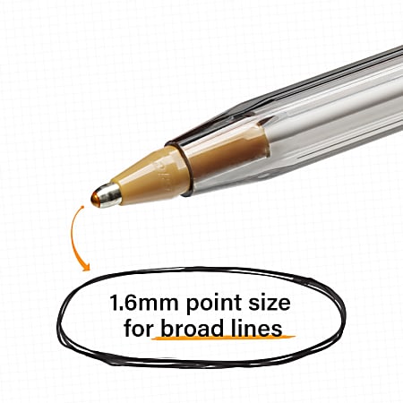 BIC Cristal Xtra Bold Stic Ballpoint Pens 1.6 mm Clear Black Barrel Black  Ink Pack Of 24 Pens - Office Depot