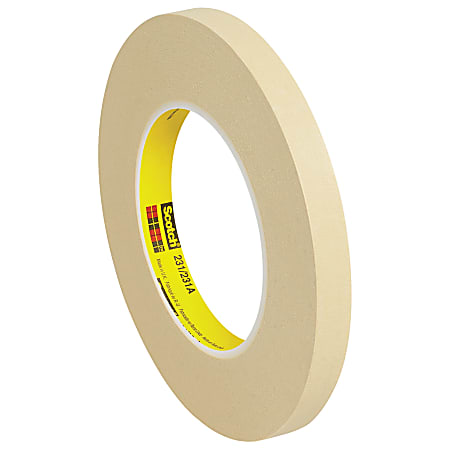 3M™ 231 Masking Tape, 3" Core, 0.5" x 180', Tan, Case Of 12