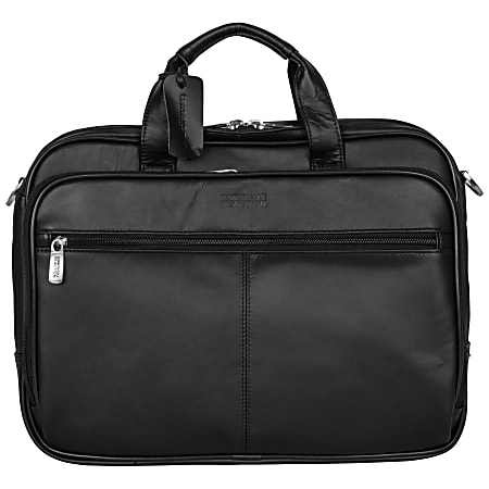 Kenneth Cole Reaction Top-Zip Leather Portfolio With 15.4" Laptop Pocket, Black