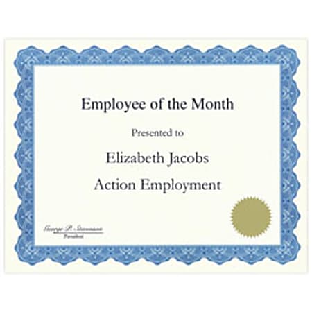 Geographics® 30% Recycled Blank Parchment Certificates, 8 1/2" x 11", Optima Blue, Pack Of 25