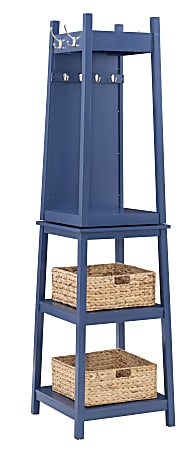 Powell Jomar Rotating Coat Rack With Mirror, 72"H x 19-3/5"W x 19-3/5"D, Navy