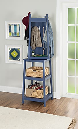 Powell Jomar Rotating Coat Rack With Mirror 72 H x 19 35 W x 19 35 D Navy Office Depot