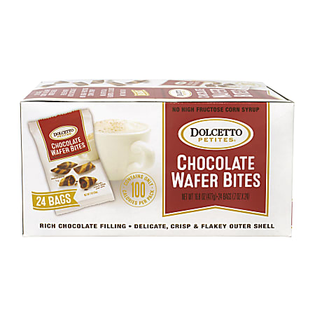 Dolcetto Petites Chocolate Wafer Bites, 0.7 Oz, Box Of 24 Bags