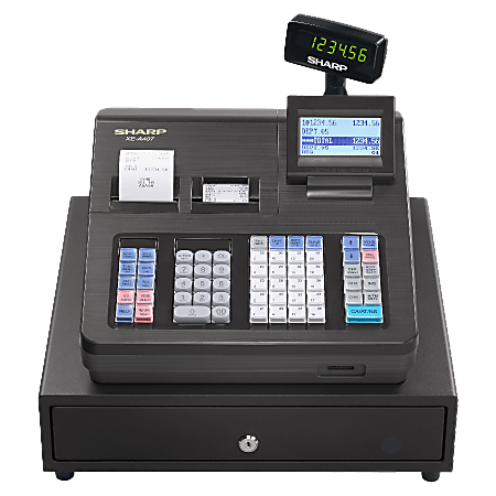 Sharp® XEA407 Cash Register With 8-Line Display, Black