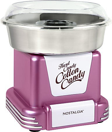 Nostalgia Electrics Retro Hard & Sugar-Free Candy Cotton Candy Maker, 12-1/4"H x 11-1/2"W x 11-1/2"D, Pink