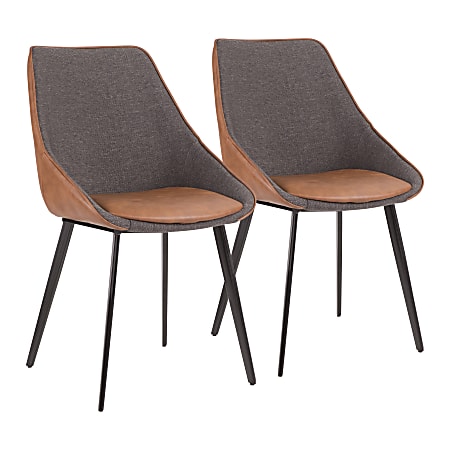 LumiSource Marche 2-Tone Chairs, Brown/Gray/Black, Set Of 2 Chairs