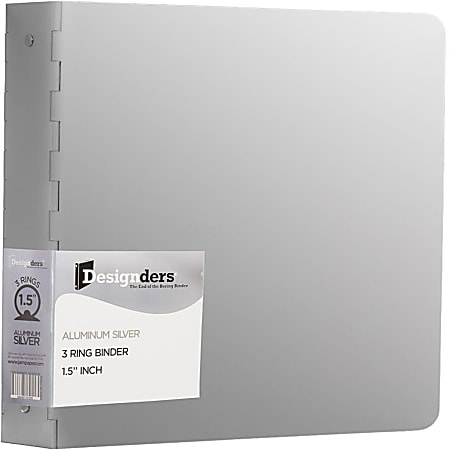 JAM PAPER 3 Ring Aluminum Binder, 1.5 inch, Silver, Sold Individually