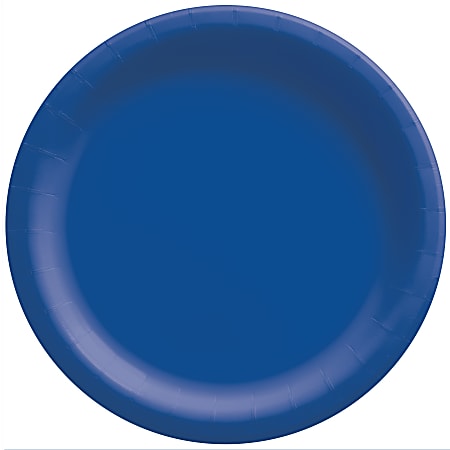 Amscan Round Paper Plates, 8-1/2”, Bright Royal Blue,