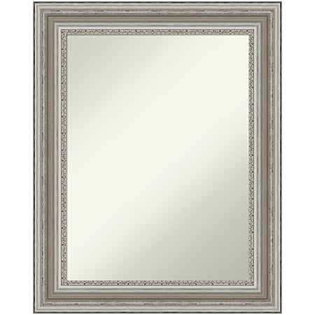 Amanti Art Non-Beveled Rectangle Framed Bathroom Wall Mirror, 29-1/2” x 23-1/2”, Parlor Silver