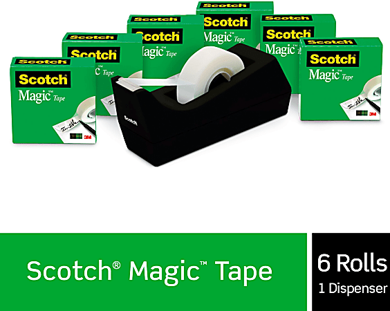 3M Scotch Magic Tape with Refillable Dispenser For Gift  Wrapping/Office/Home, 19-mm x 17.6-m