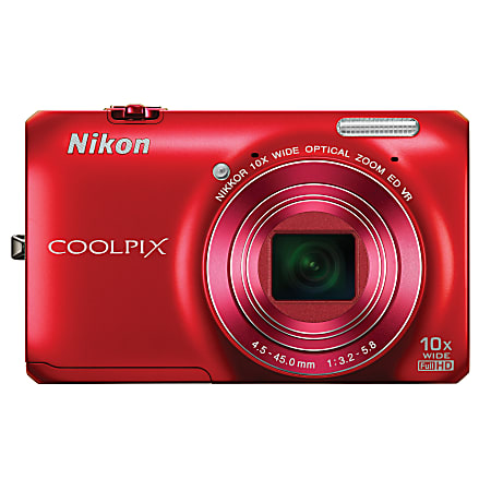 Nikon Coolpix S6300 16.0 Megapixel Digital Camera Red - Office Depot