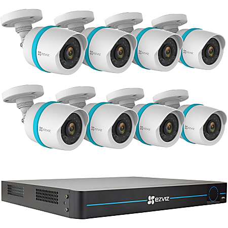 EZVIZ Smart Home 16-Channel Surveillance System with 8 Weather-Resistant Full-HD 1080p Cameras And 3TB Hard Drive, BN1G28A3