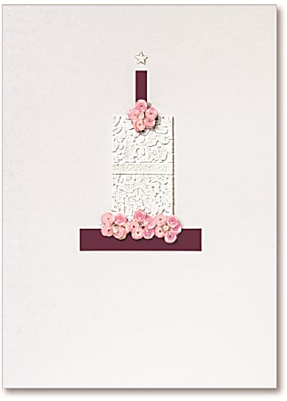 Viabella Birthday Greeting Card With Envelope, Cake And Candle, 5" x 7"