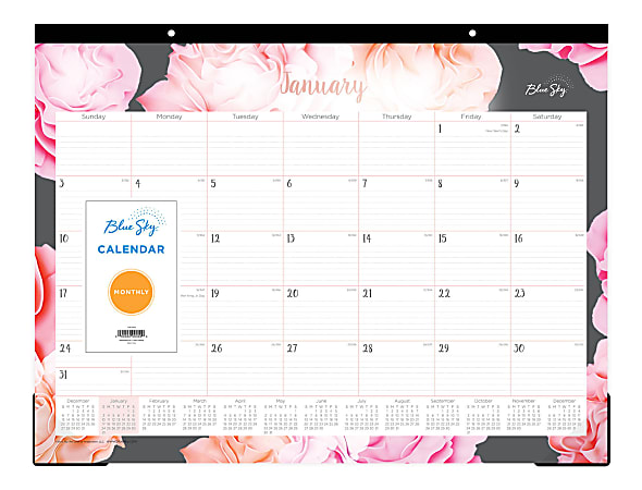 Blue Sky™ Monthly Desk Pad Calendar, 22" x 17", Joselyn, January to December 2021, 102714