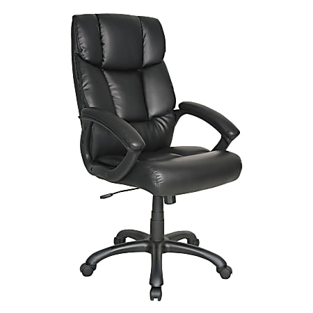 Realspace® Merrick High-Back Bonded Leather Chair, Black