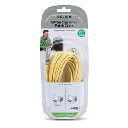 Belkin® CAT5e Crossover Patch Cable, 25', Yellow