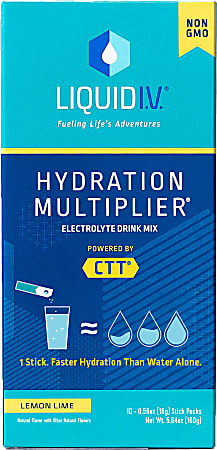Liquid IV Lemon Lime Hydration Multiplier, 0.56 Fl Oz, Pack Of 10 Pouches